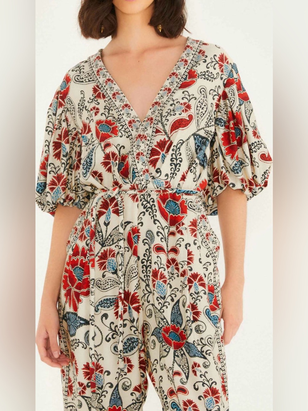 FARM Rio Artisan Floral Tapered Jumpsuit NWT